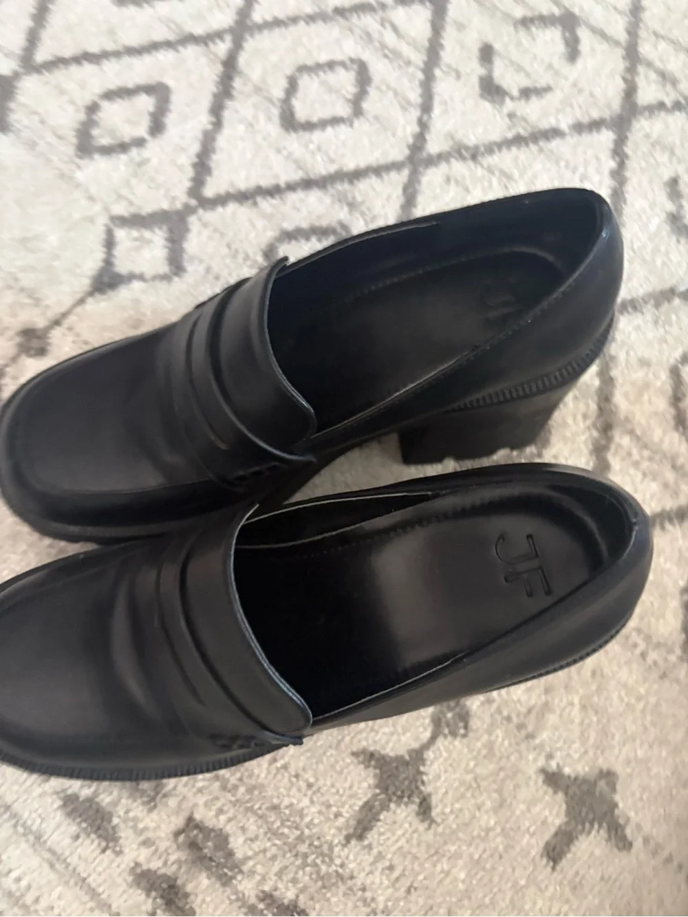 TFNC Black Chunky Platform Loafer Heels